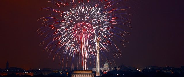 fireworks over the US Capitol in Washington DC
