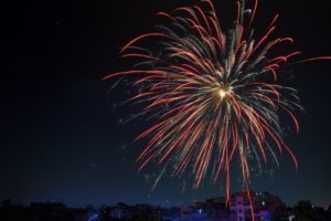 fireworks against a night sky.