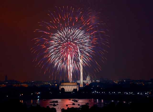 fireworks over the US Capitol in Washington DC