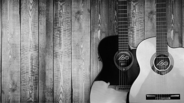 guitars on wood